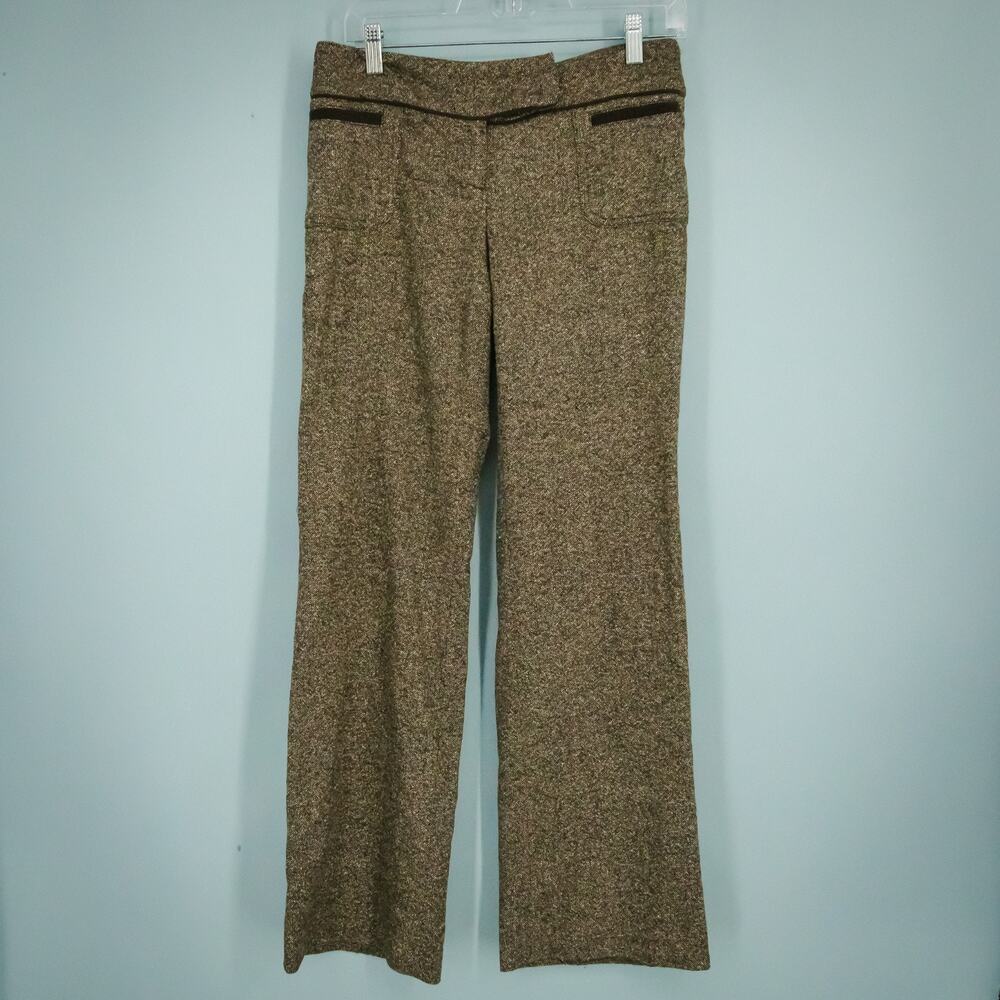 Dolce & Gabbana Size 6 US Brown Tweed Button Zip Straight Leg Wool Dress Pants